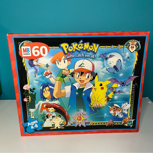 1999 Vintage 60 Piece Pokemon Puzzle MB Hasbro Ash and Pikachu Complete Sealed - Picture 3 of 8